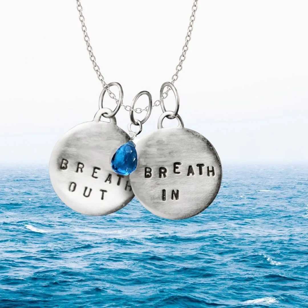 Breath In - Breath Out Necklace with Turquoise Blue Quartz for Energizing