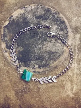 caribbean blue - czech glass bead and chevron chain bracelet