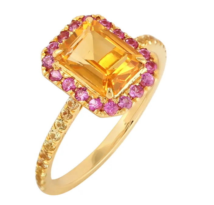 Citrine and Pink Sapphire Cocktail Ring