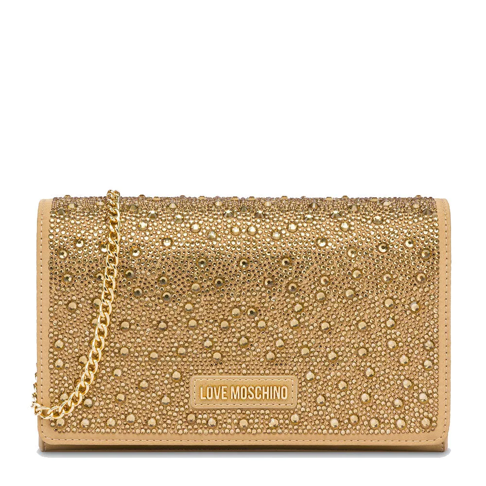 Clutch Donna con Strass LOVE MOSCHINO linea Gift Capsule color Oro