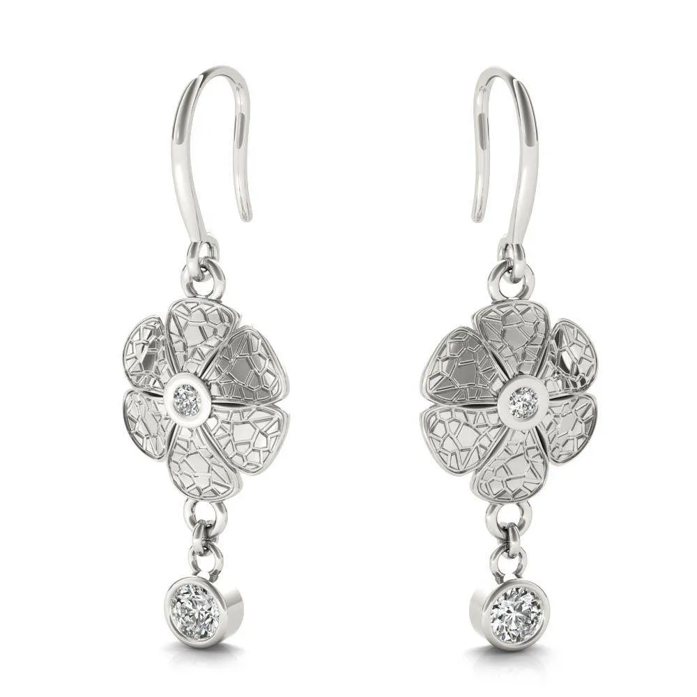 Collette Crackle Daisy Leverback Earrings