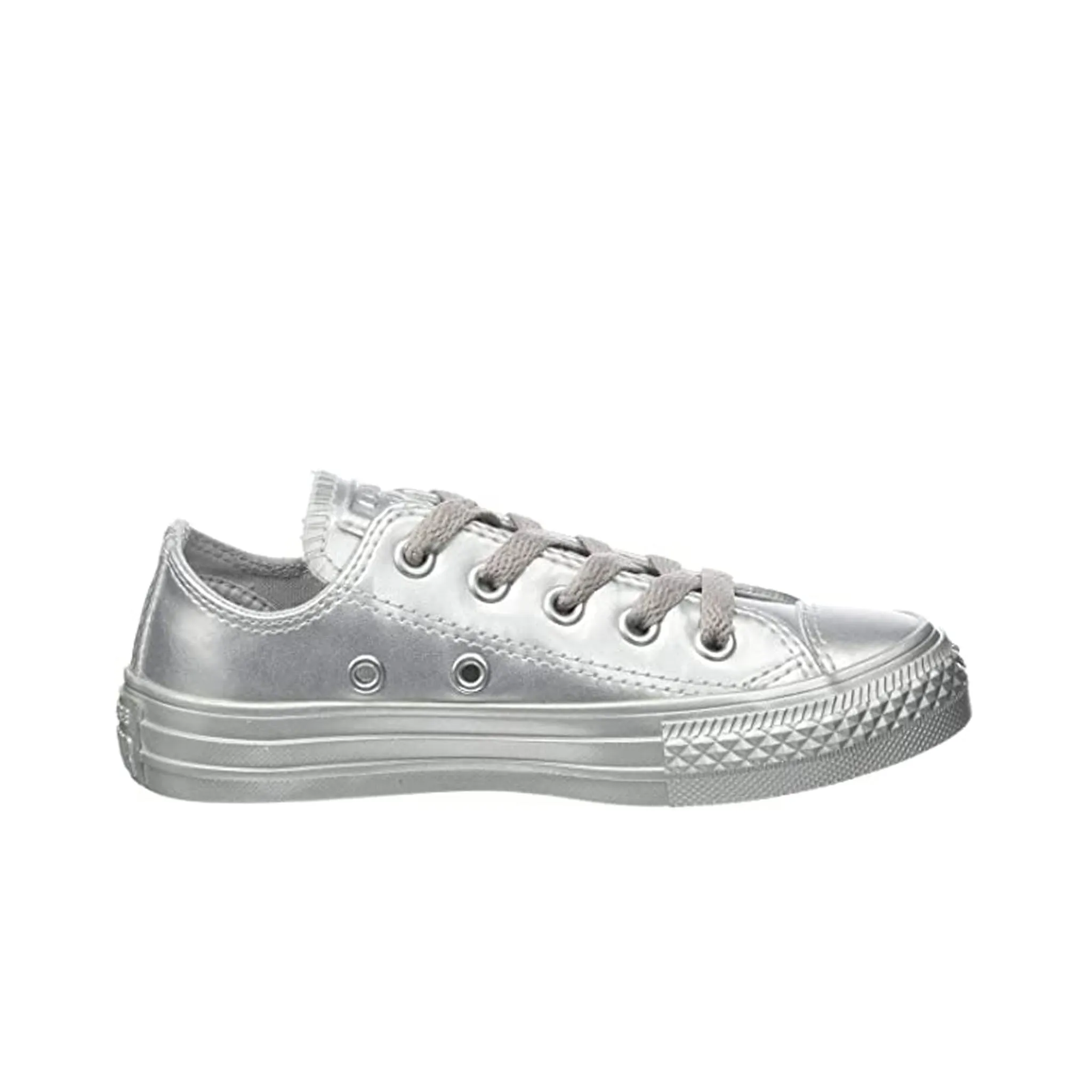 Converse Chuck Taylor All Star OX  Lace-Up Silver Smooth Leather Womens Plimsolls 157663C