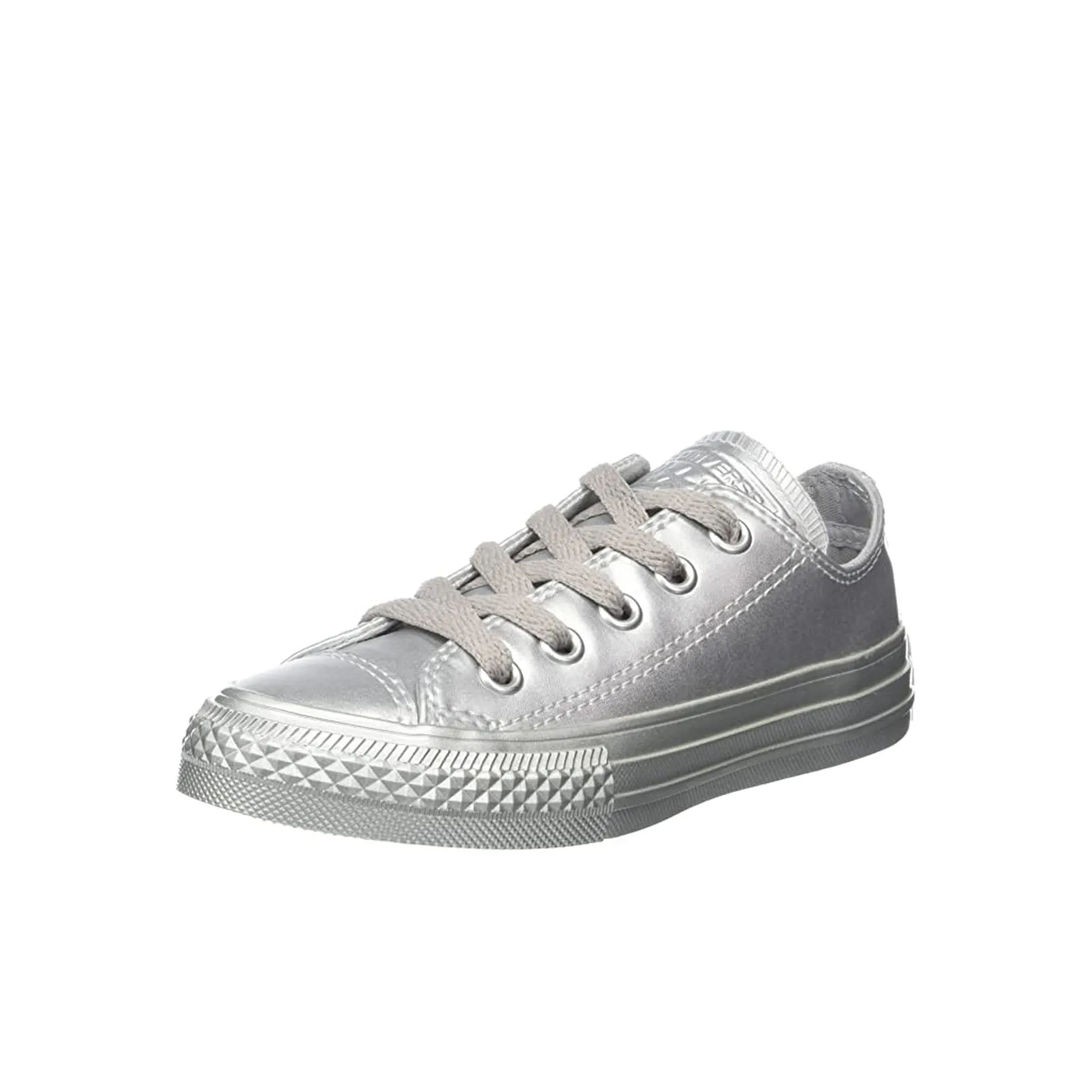 Converse Chuck Taylor All Star OX  Lace-Up Silver Smooth Leather Womens Plimsolls 157663C