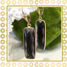 Crystal Amethyst Bar Drop Earrings