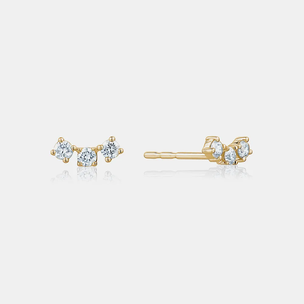 Curved Diamond Trio Studs