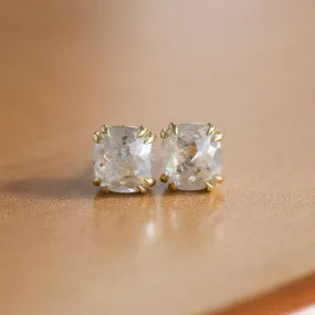 Cushion Rosecut Diamond Earrings in 18k Yellow Gold Double Prong Settings - 2.68ctw