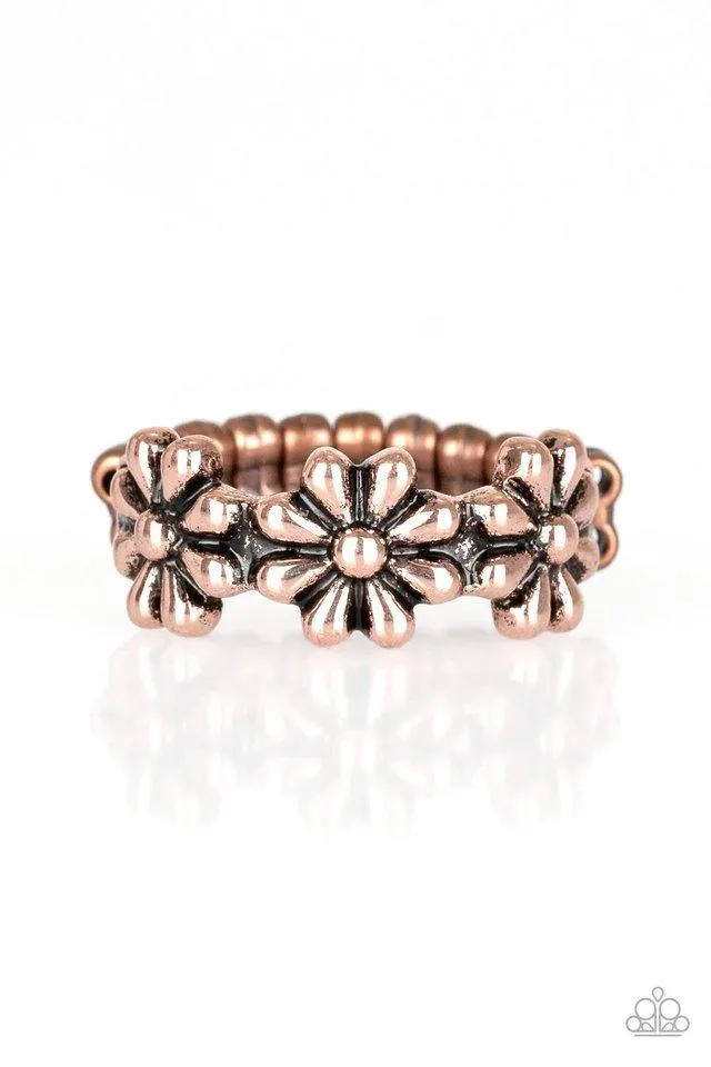 Daisy Dapper Copper Flower Ring - Paparazzi Accessories