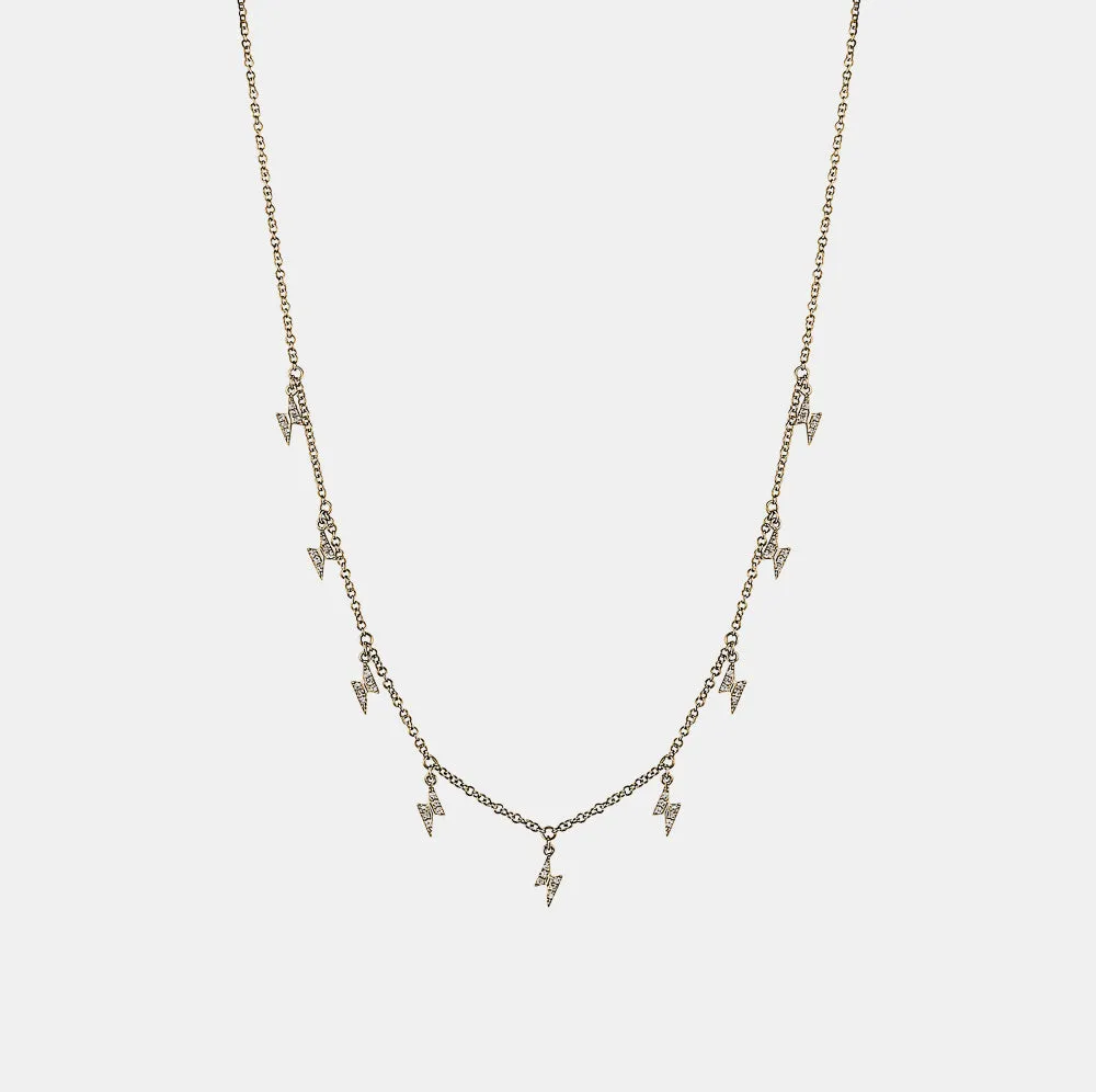 Dangling Diamond Lightning Bolts Necklace