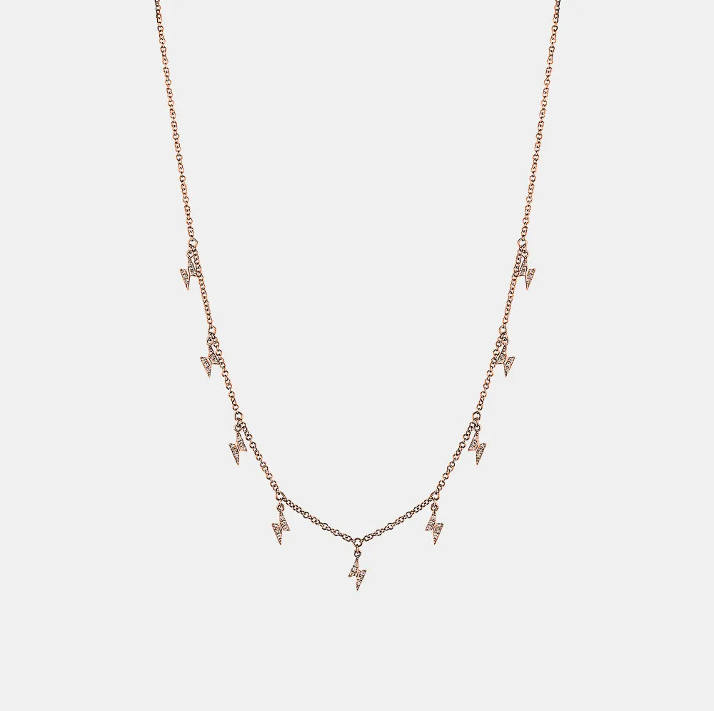 Dangling Diamond Lightning Bolts Necklace