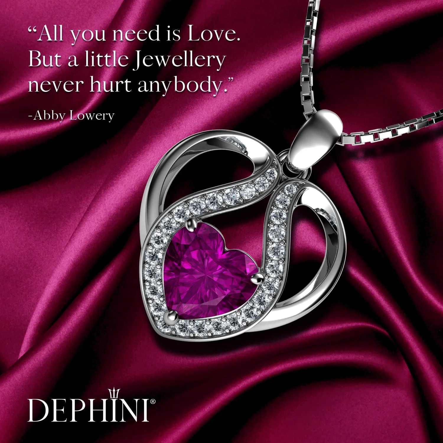 DEPHINI - Cute pink necklace for Women - 925 sterling silver pendant