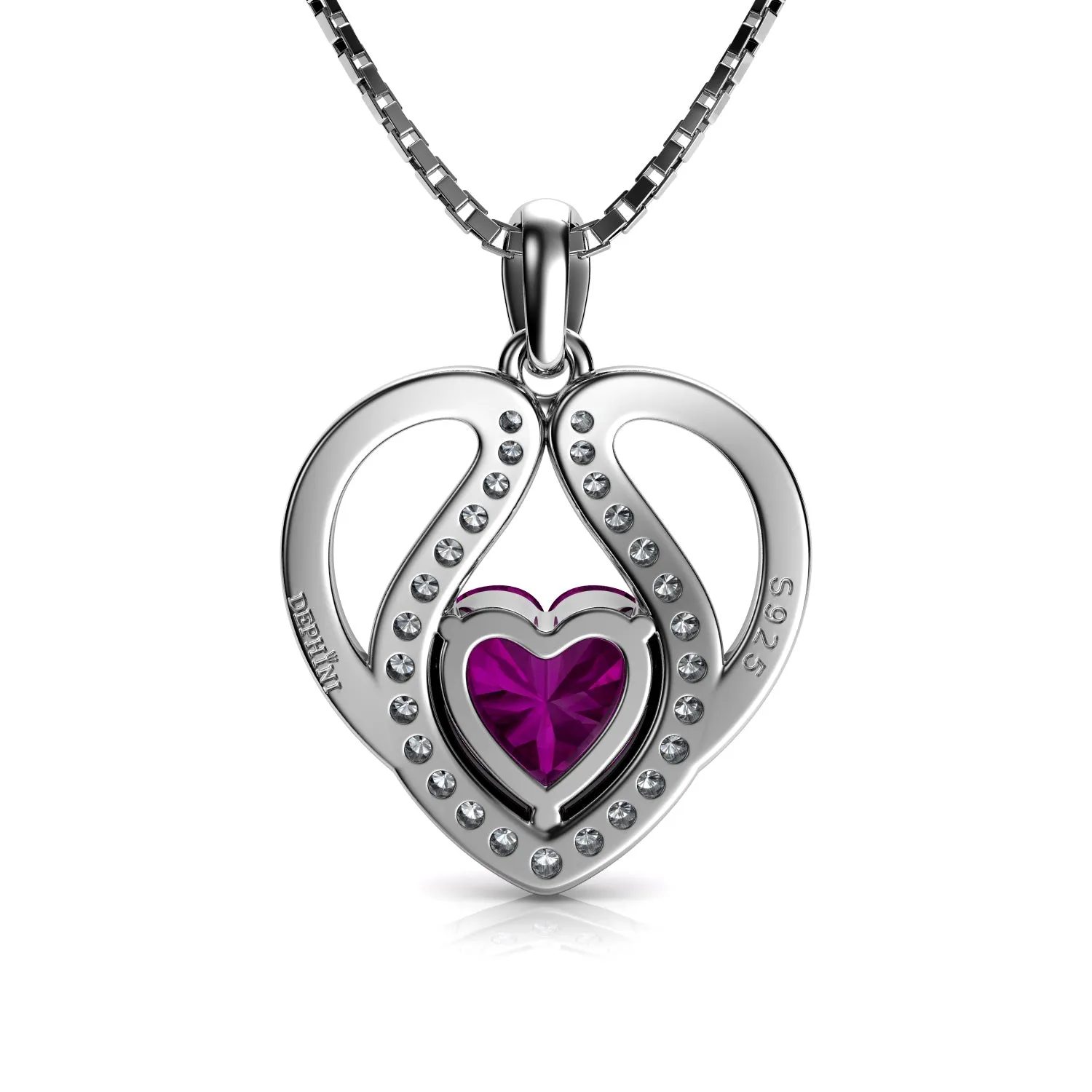 DEPHINI - Cute pink necklace for Women - 925 sterling silver pendant