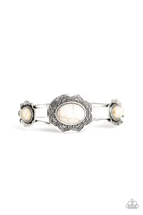 Desert Eden White Stone Hinged Bracelet - Paparazzi Accessories