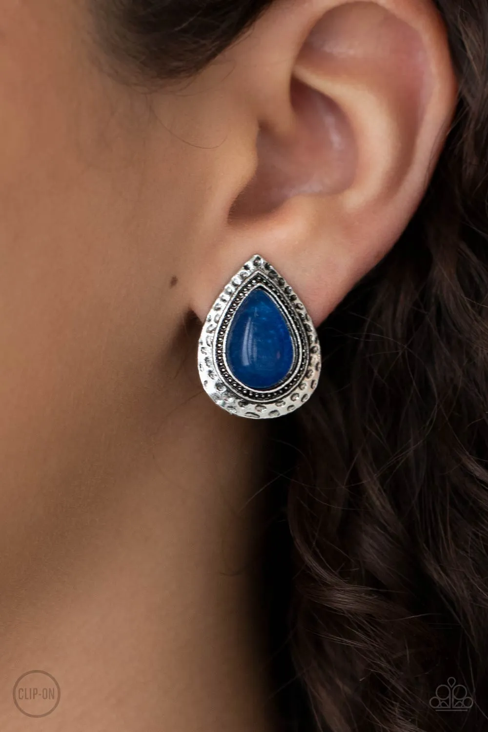 Desert Glow - Blue Clip-On Earring