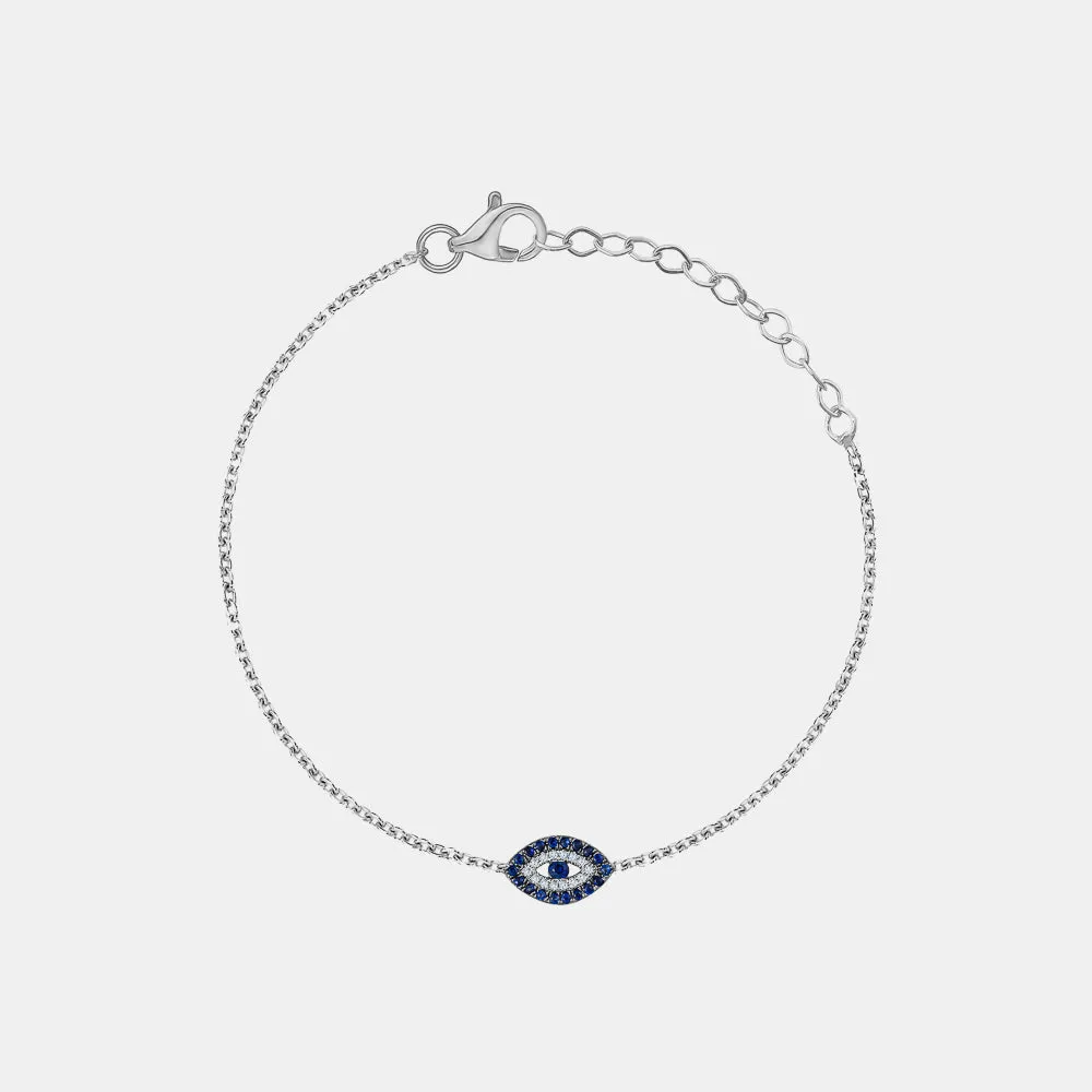 Diamond Blue Sapphire Evil Eye Bracelet