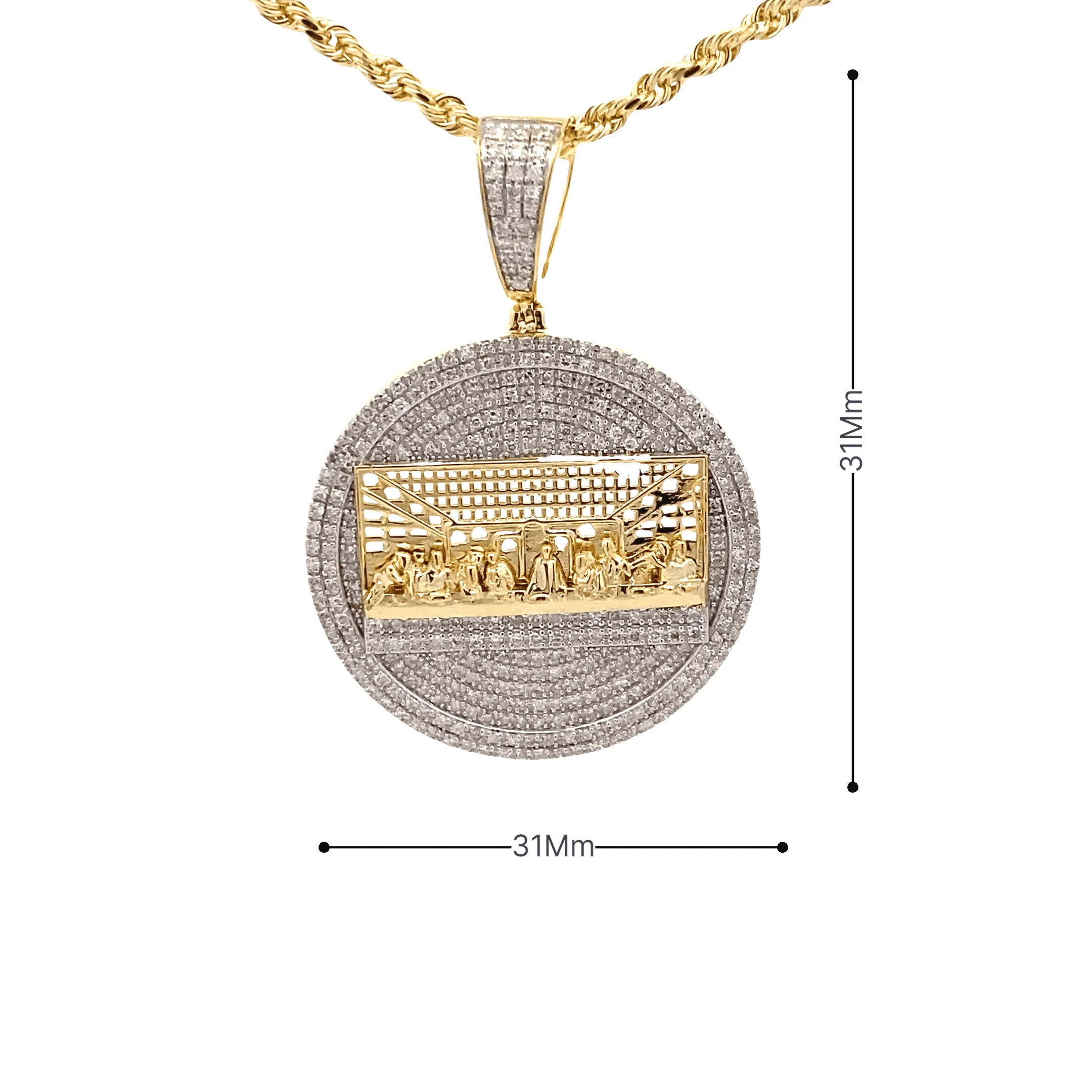 Diamond Circle Shaped Last Supper Pendant