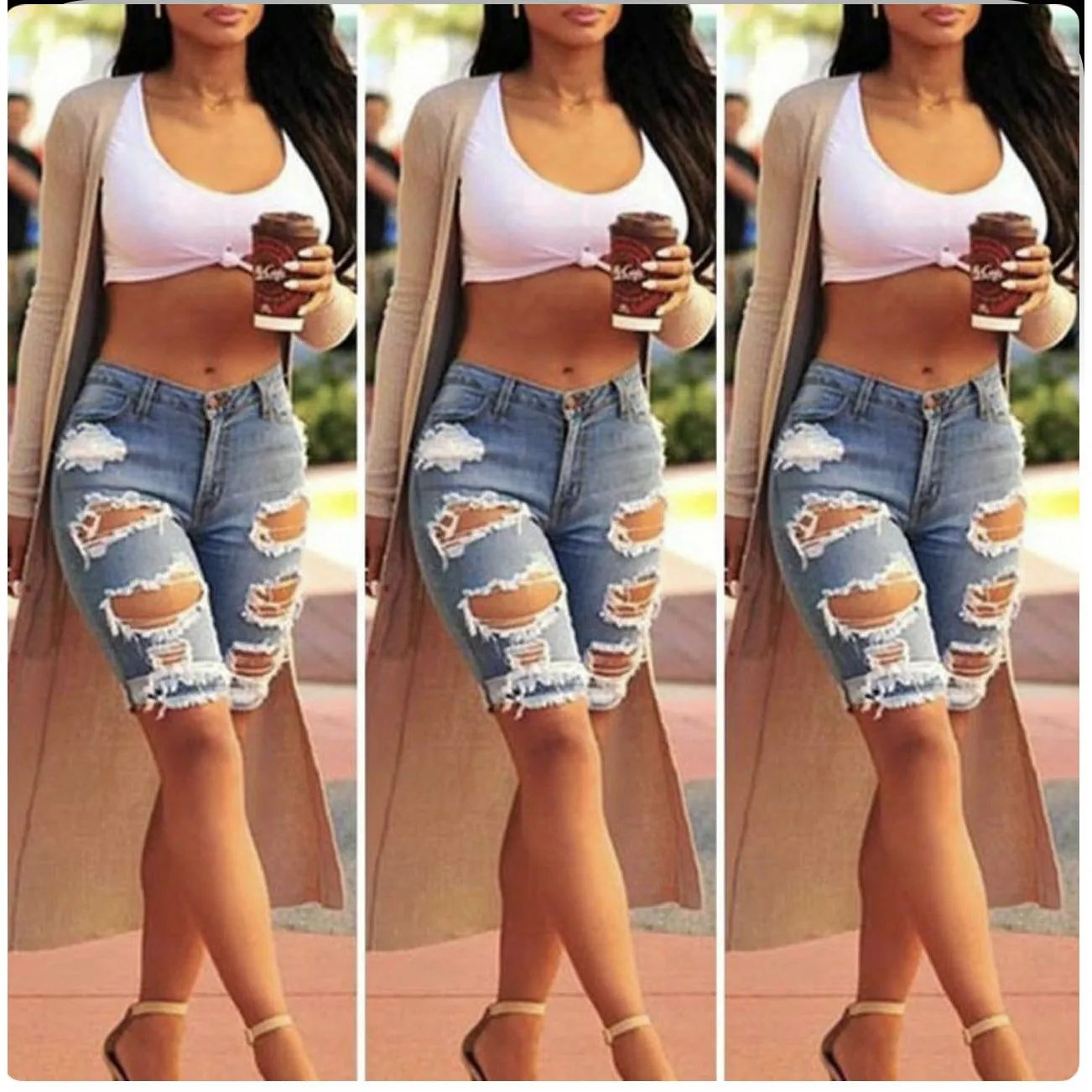 Distressed Denim Short