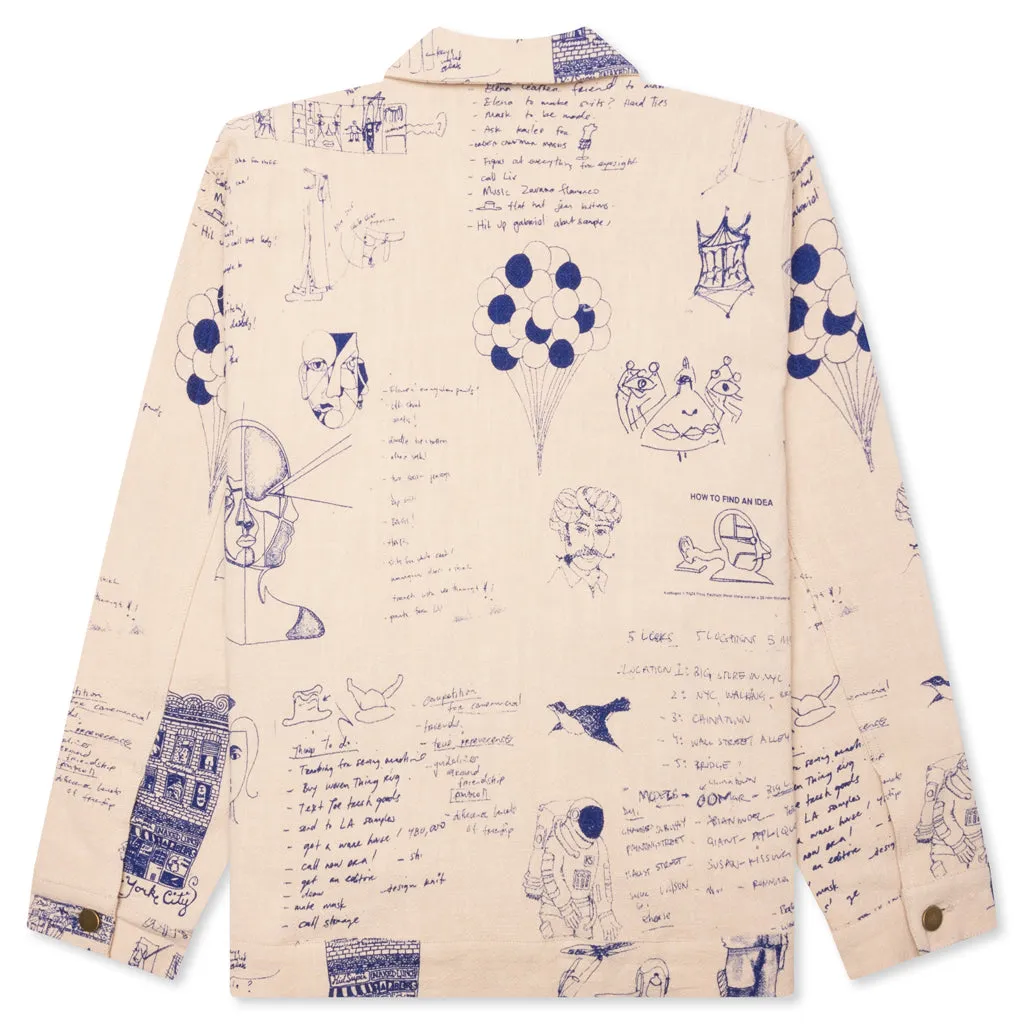 Doodles Linen Coat - Tan