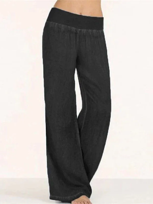 Drawstring Wide Leg Denim Pants for Women with High Waist