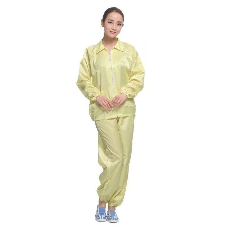 Dust-Free Anti-Static Protective Clothing with Stripe Design for Food and Electronics Safety