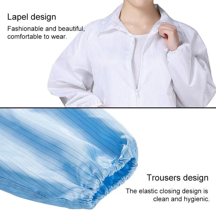 Dust-Free Anti-Static Protective Clothing with Stripe Design for Food and Electronics Safety