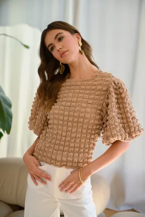 Ella Textured Blouse Tan