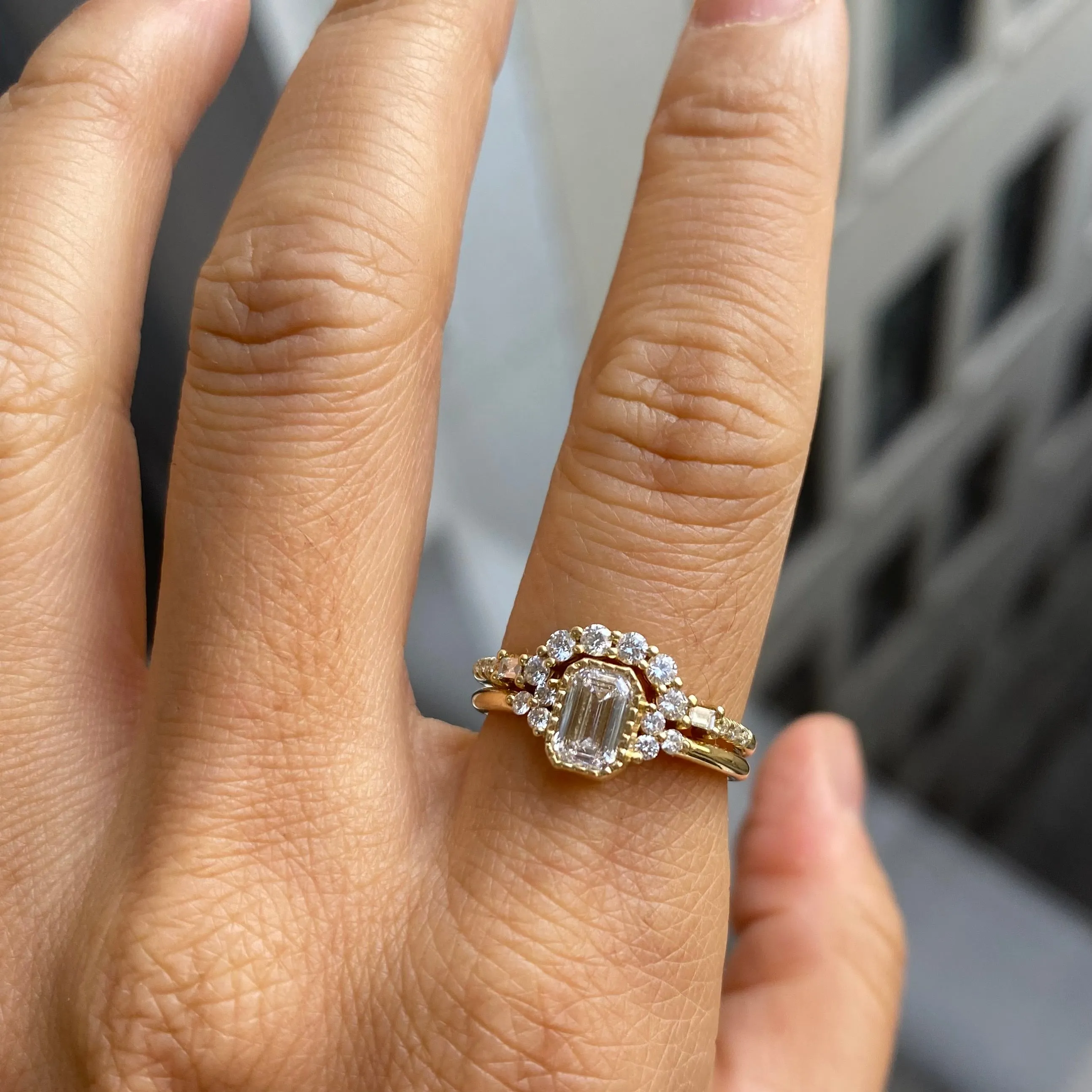 Emerald Cut Diamond Cluster Ring