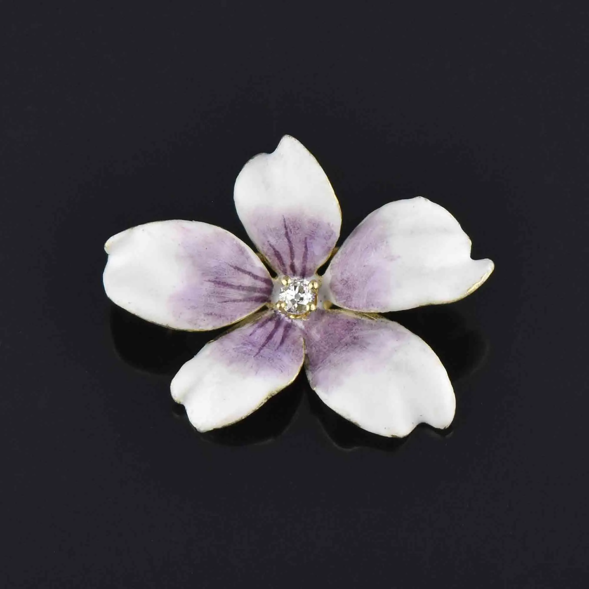 Enamel Diamond Viola Pansy Pendant Brooch