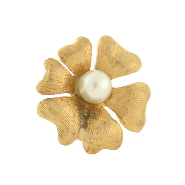 Estate 14kt Pearl Flower Stud Earrings