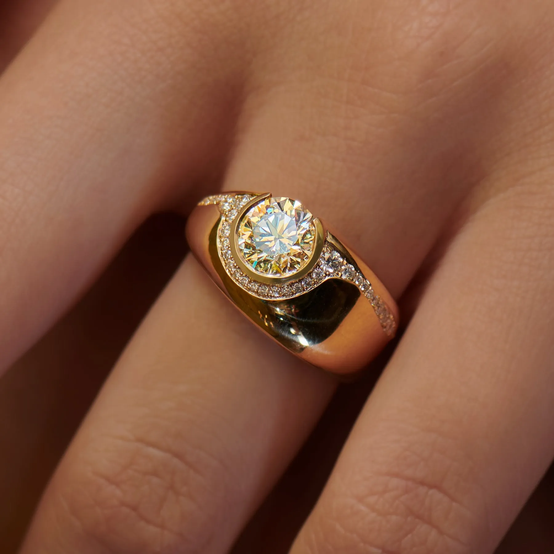 Fancy Yellow Brilliant Diamond Engagement Ring