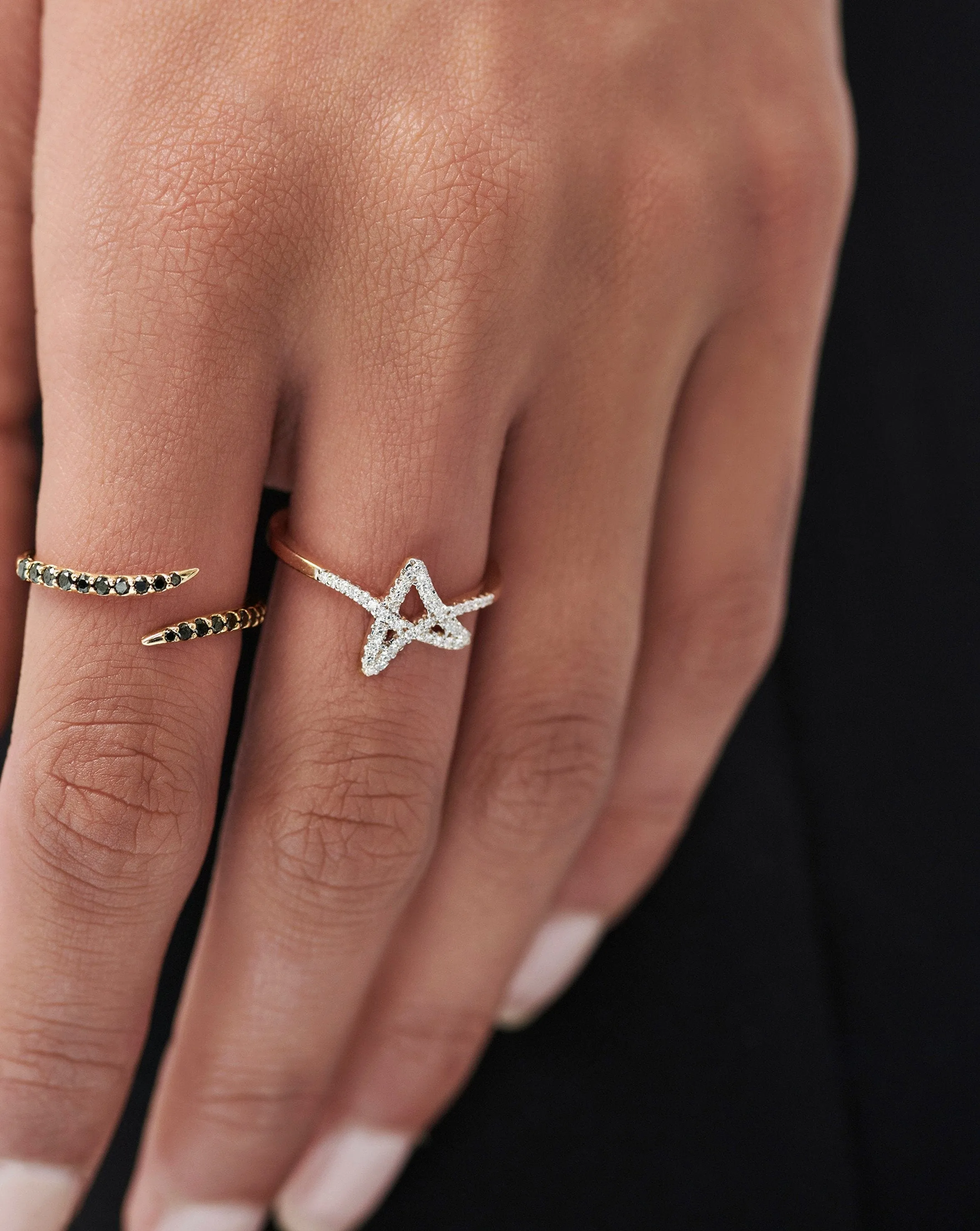 Fine Diamond Star Ring | 14k Solid Gold/Diamond