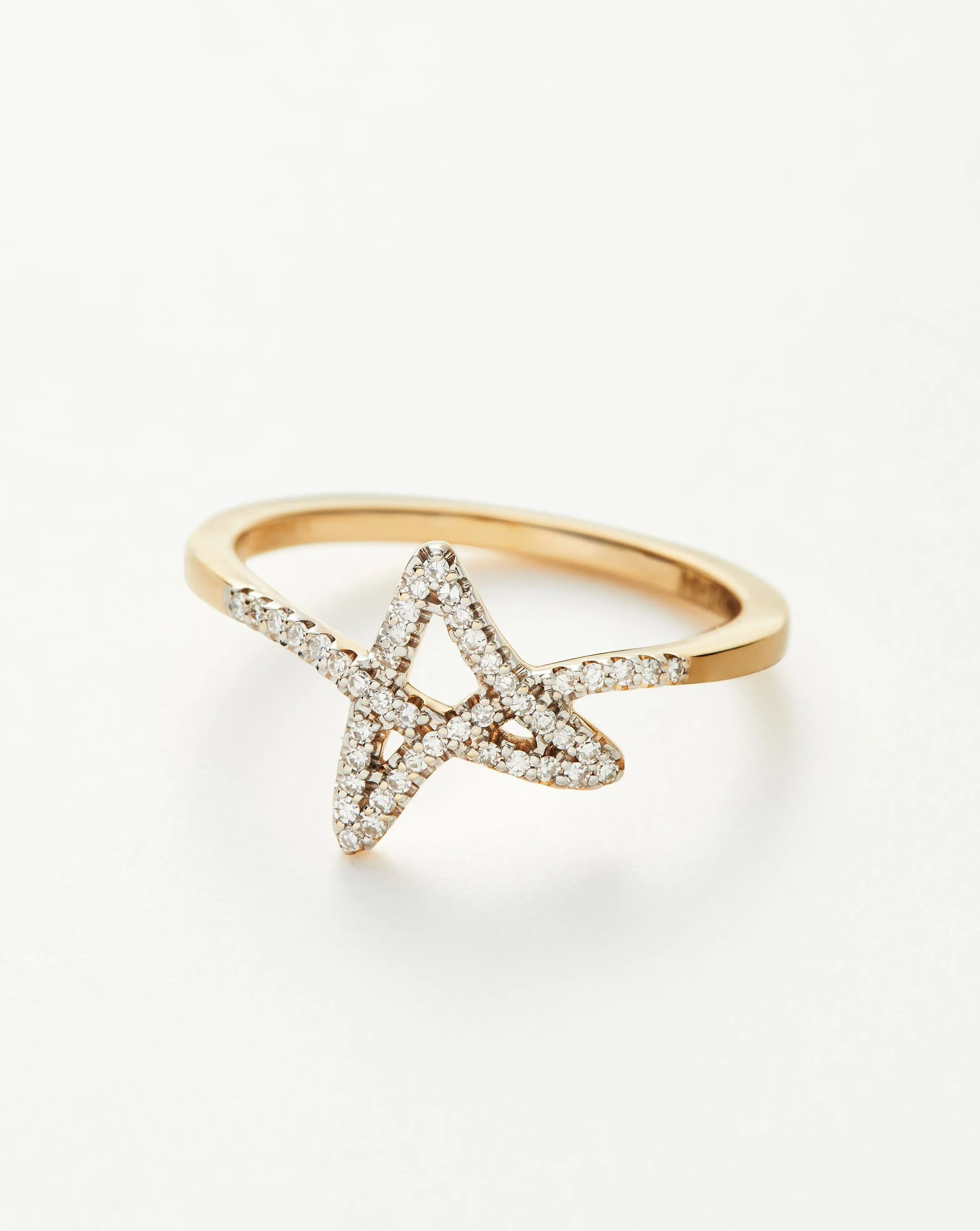 Fine Diamond Star Ring | 14k Solid Gold/Diamond