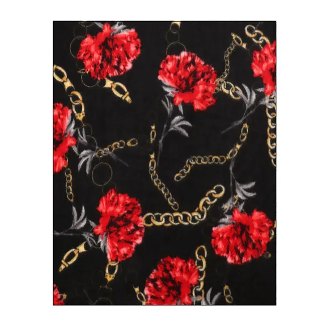 Flower Chain Print Tassel Oblong Scarf