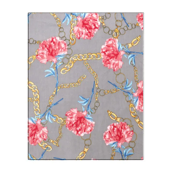 Flower Chain Print Tassel Oblong Scarf