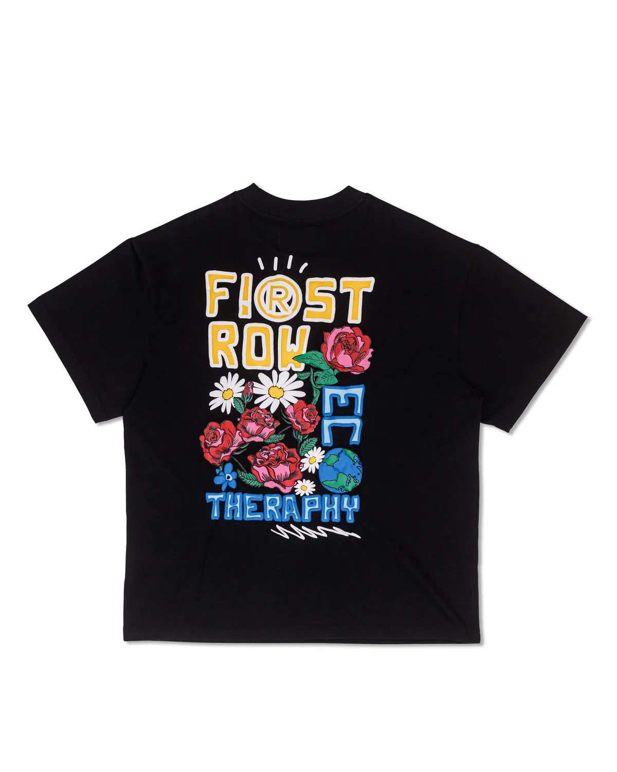 FLOWER EMBO/PUFF TEE BLACK