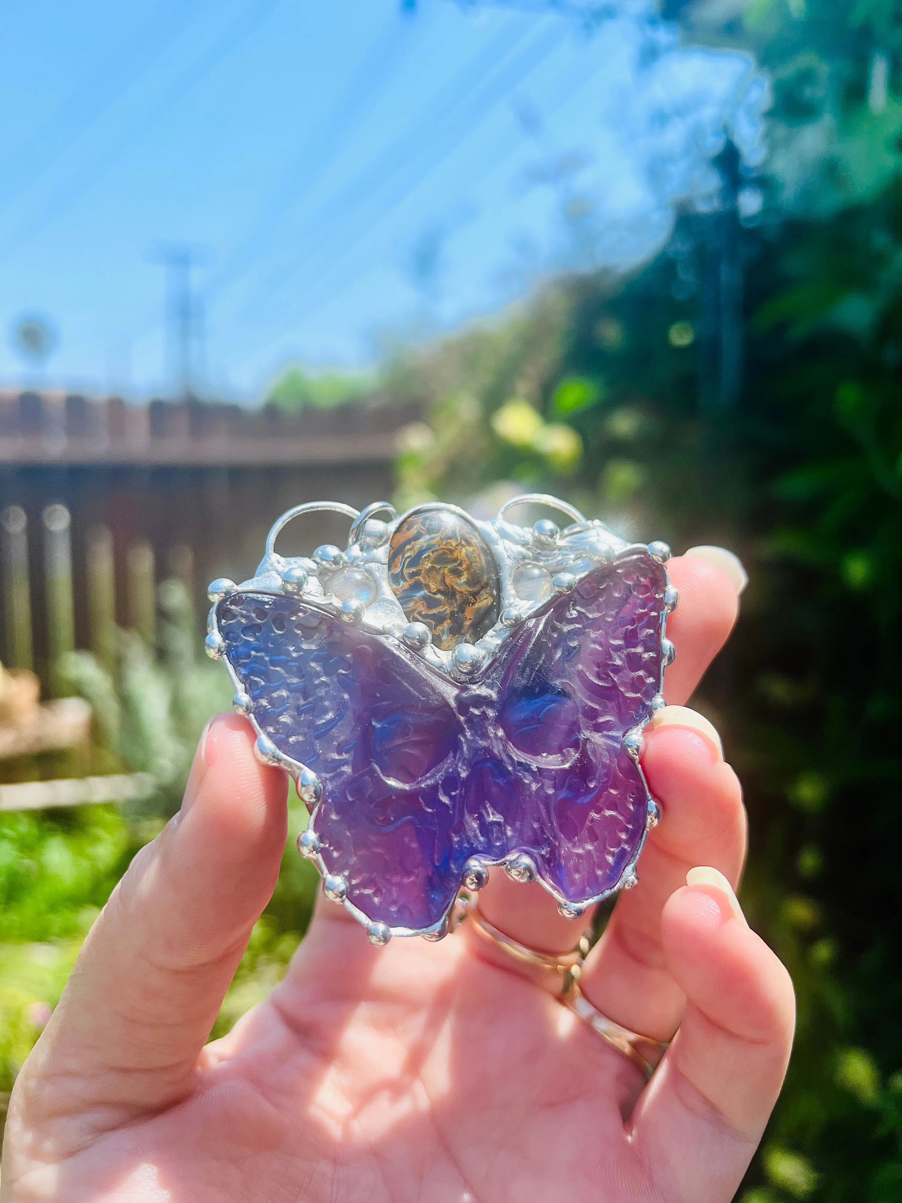 Fluorite DeathMoth amulet no.2