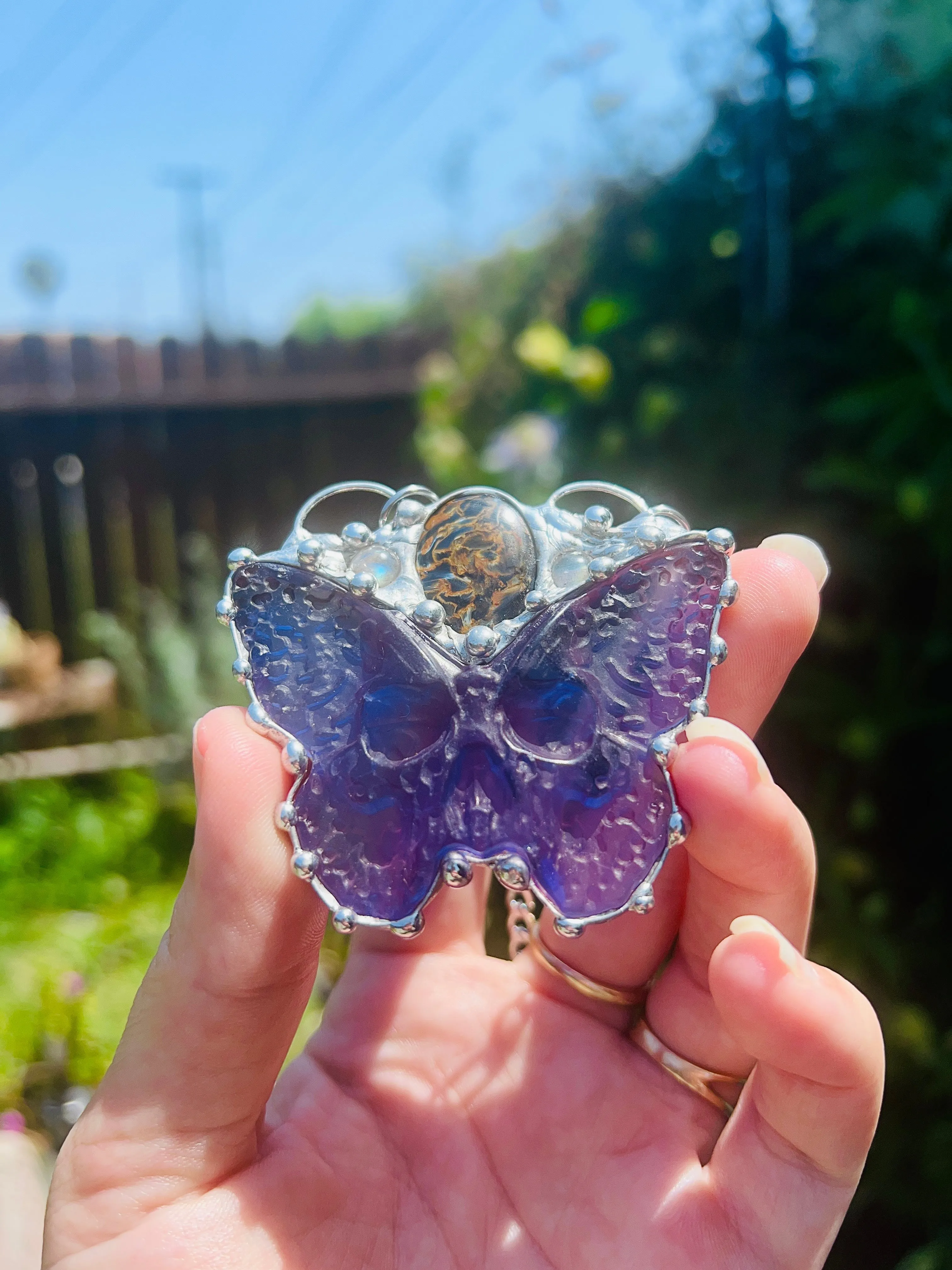 Fluorite DeathMoth amulet no.2