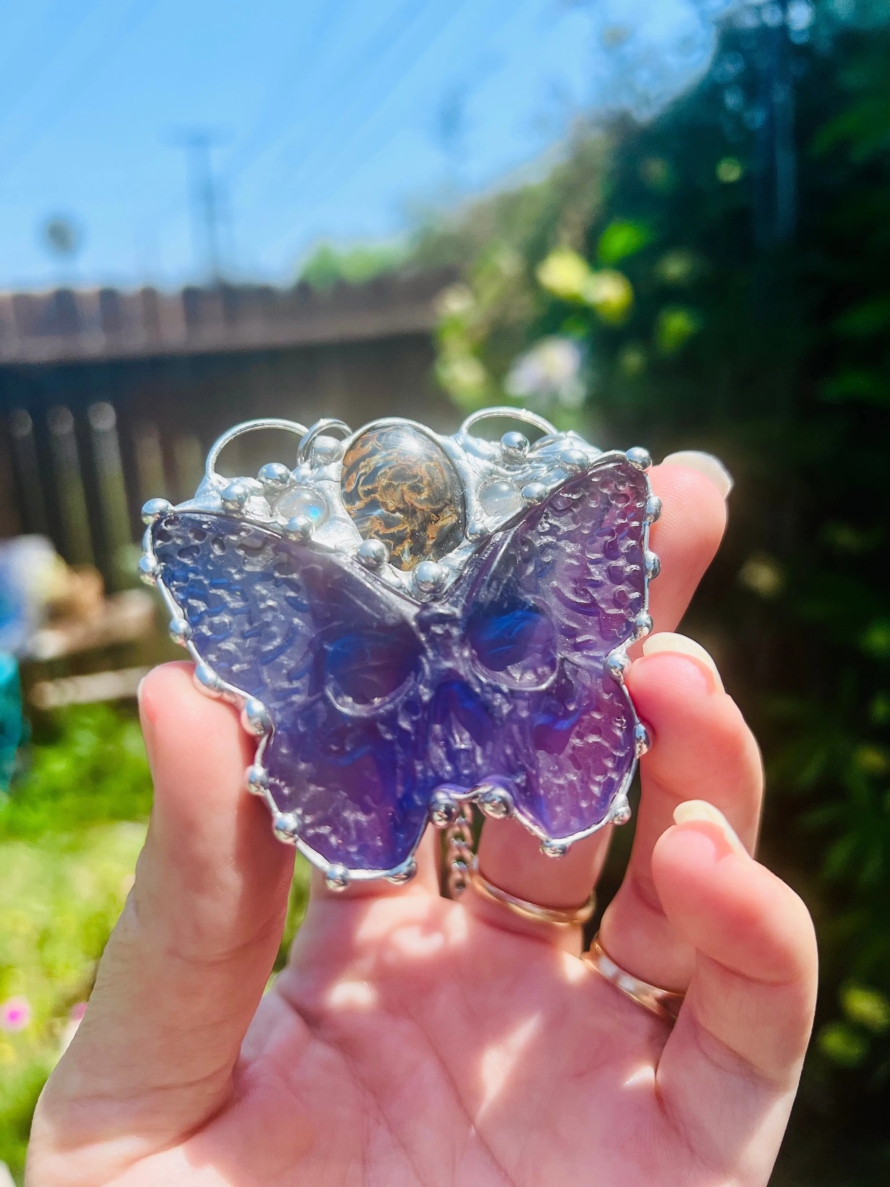 Fluorite DeathMoth amulet no.2