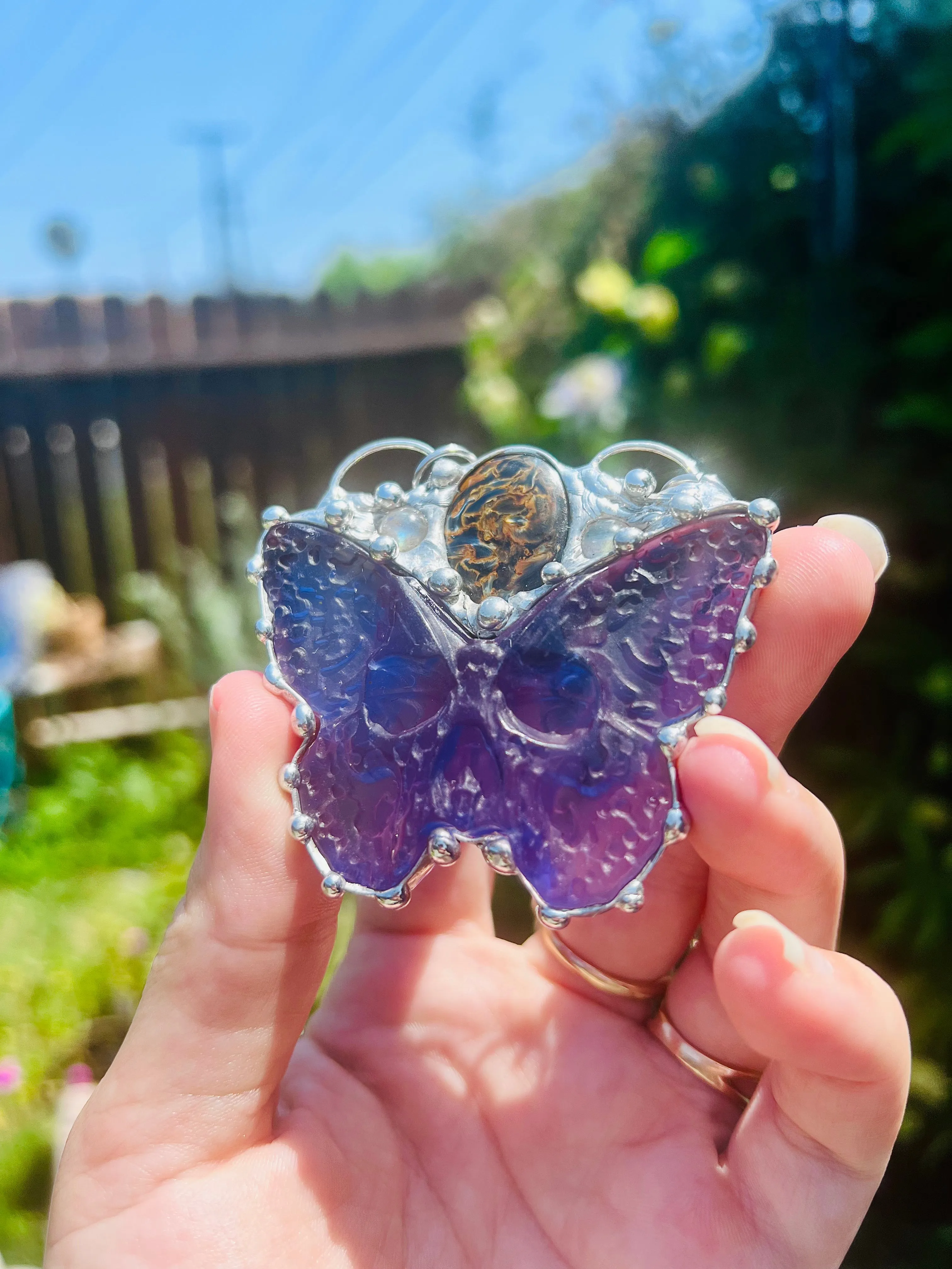 Fluorite DeathMoth amulet no.2