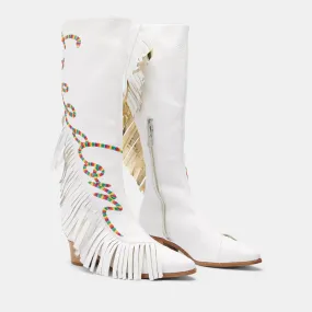 FREEDOM FIGHTER FRINGE BOOT - WHITE - MADE TO ORDER