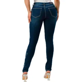 Grace in LA Women's Floral Seam Tapered Leg Jeans