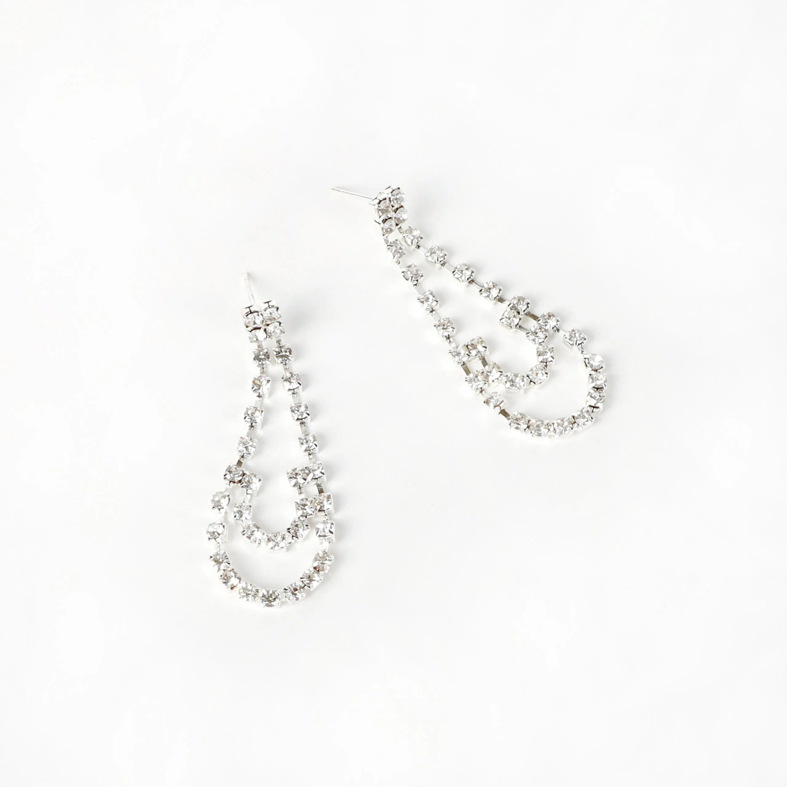 Grace Teardrop Layered Rhinestone Necklace & Earring Set