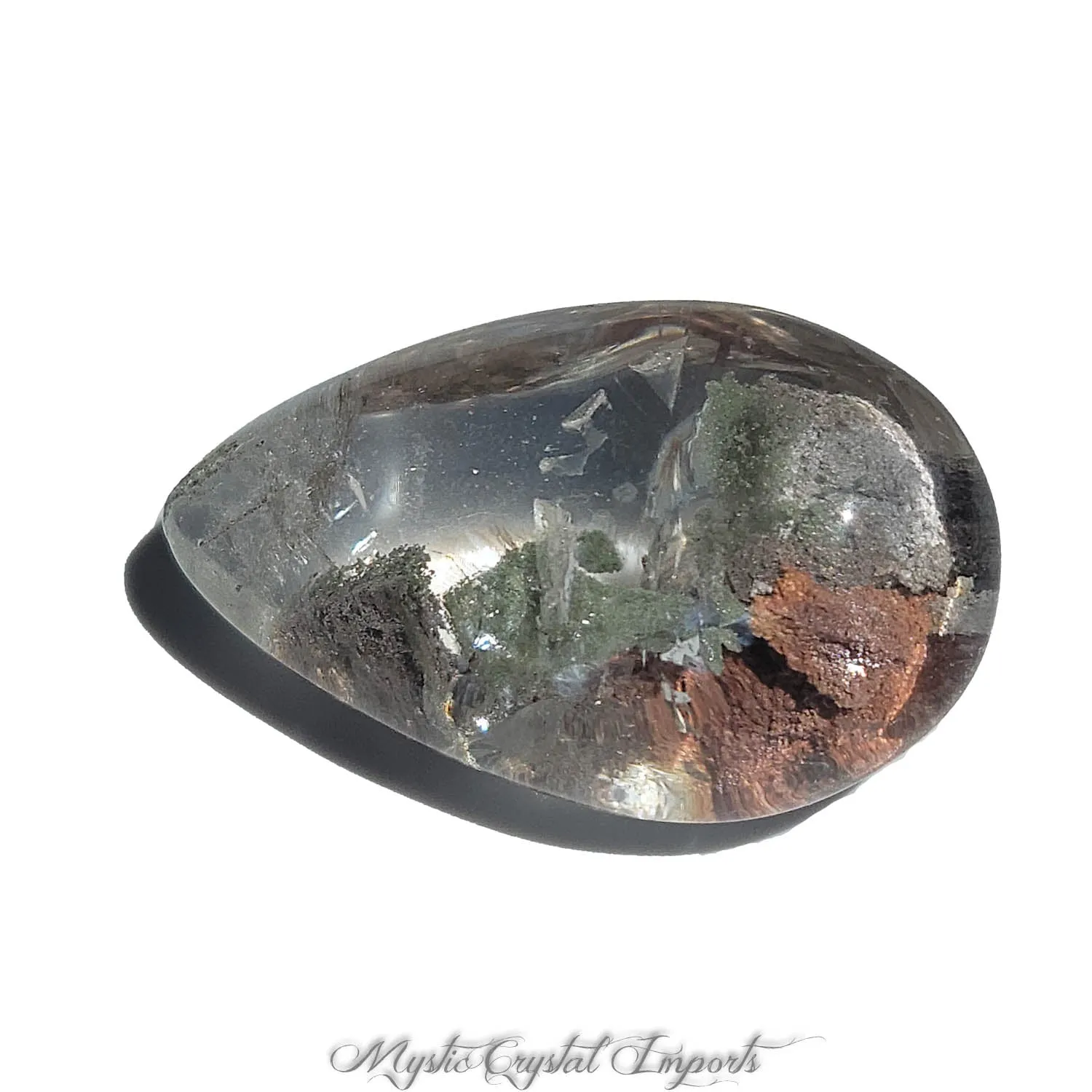 Green & Rust Lodolite Quartz Crystal Pocket Stone