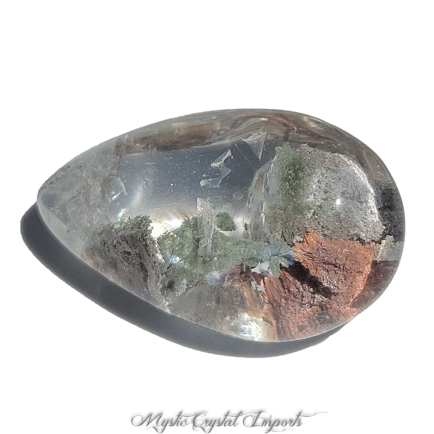 Green & Rust Lodolite Quartz Crystal Pocket Stone