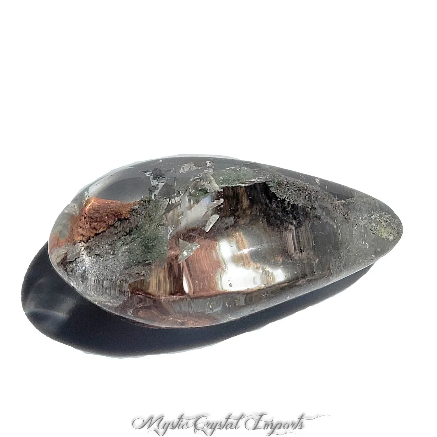 Green & Rust Lodolite Quartz Crystal Pocket Stone