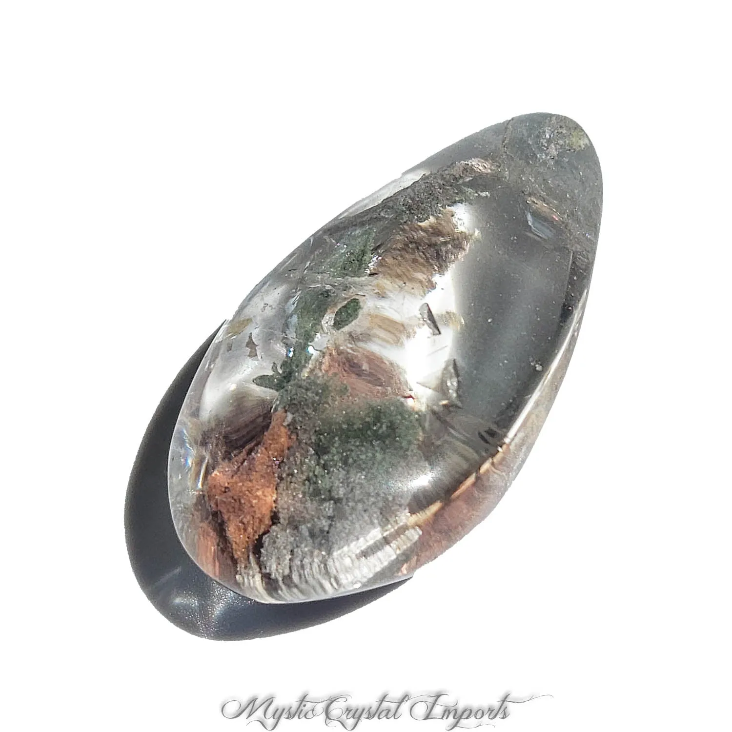 Green & Rust Lodolite Quartz Crystal Pocket Stone