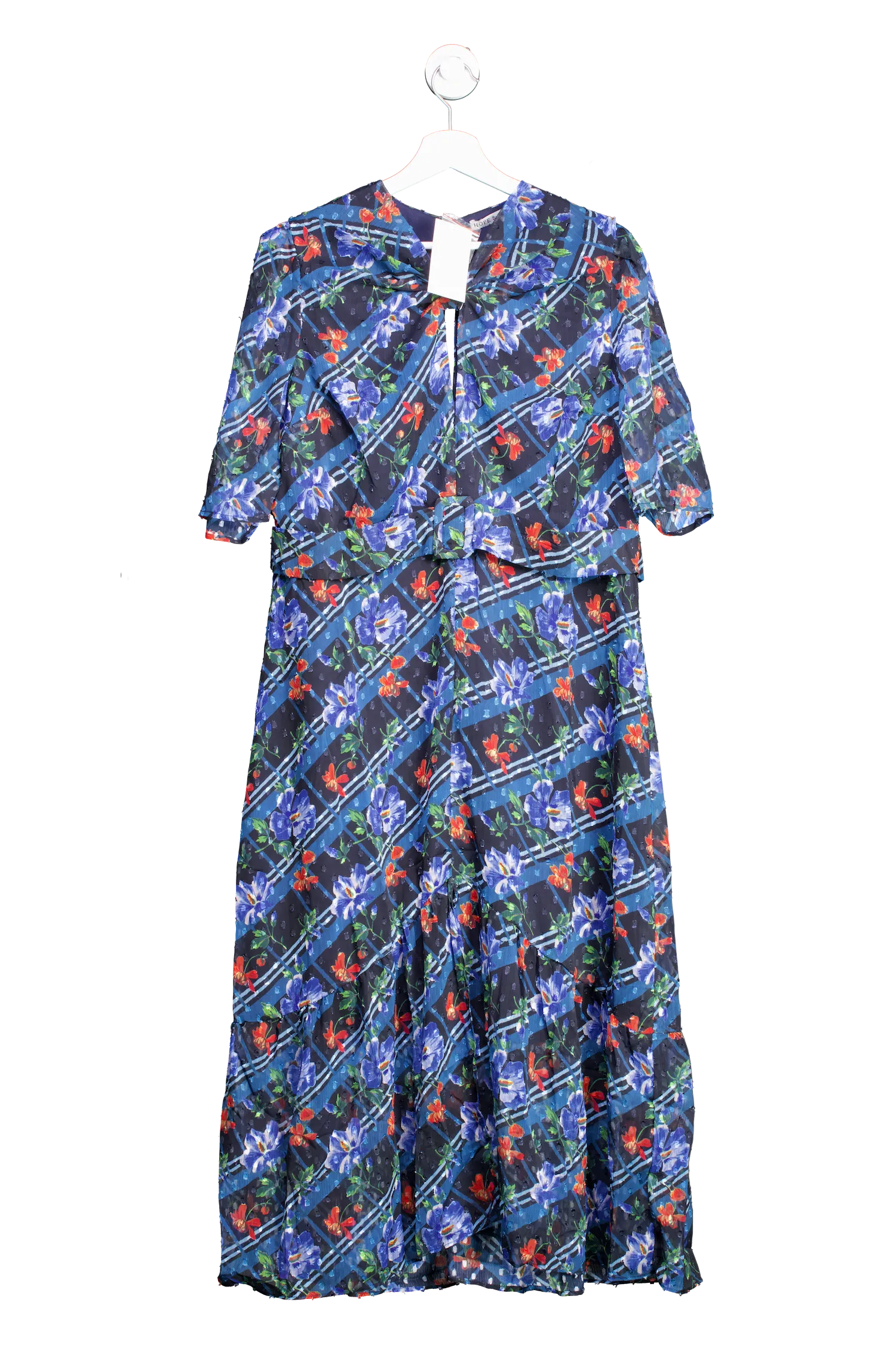 HOPE & IVY Val Midi Dress Blue Multi UK 26