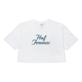 HUF WOMEN'S HUF FOREVER S/S CROP TEE-WHITE