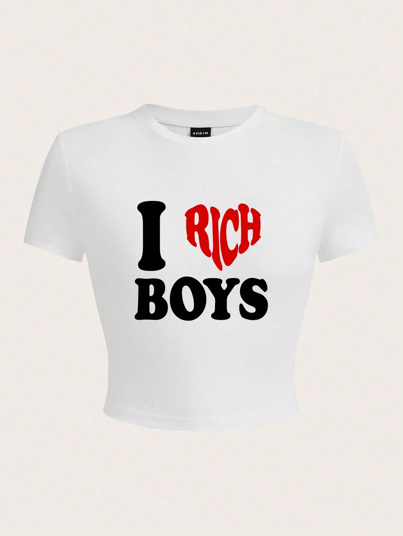 I Love Boys Slogan Graphic Crop Tee