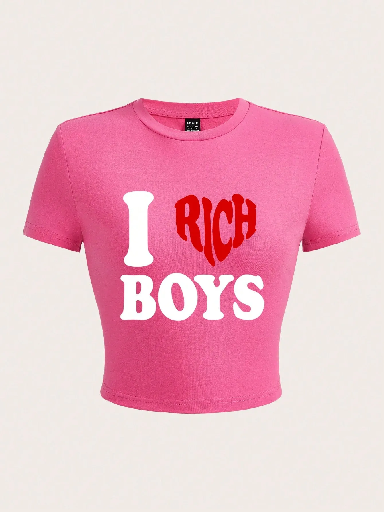 I Love Boys Slogan Graphic Crop Tee