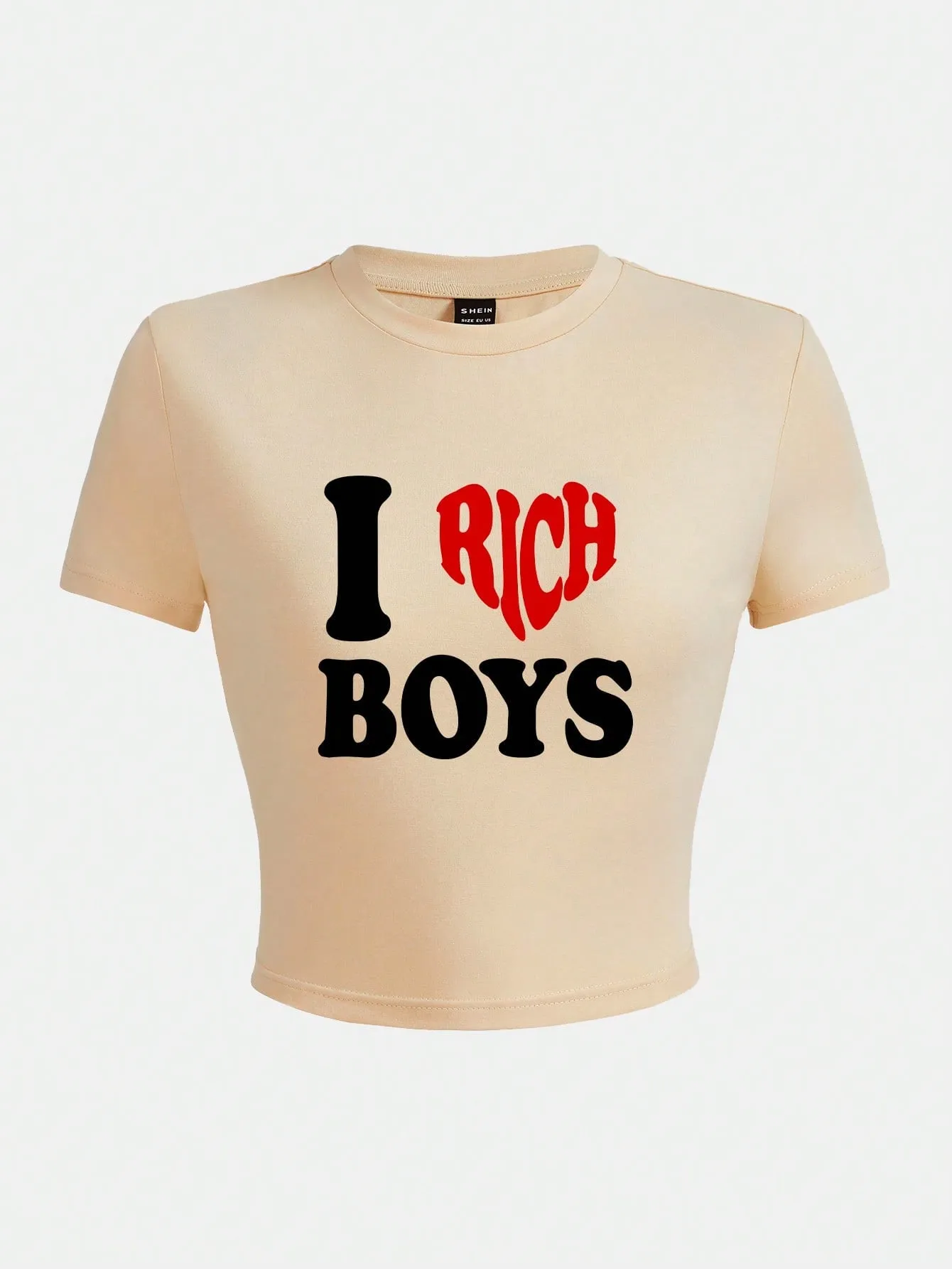 I Love Boys Slogan Graphic Crop Tee